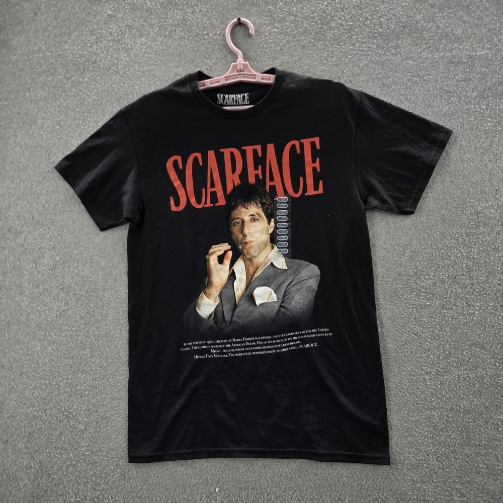 Scarface Men Shirt M‎ Black Graphic Print Portrait Short Sleeve Hybrid